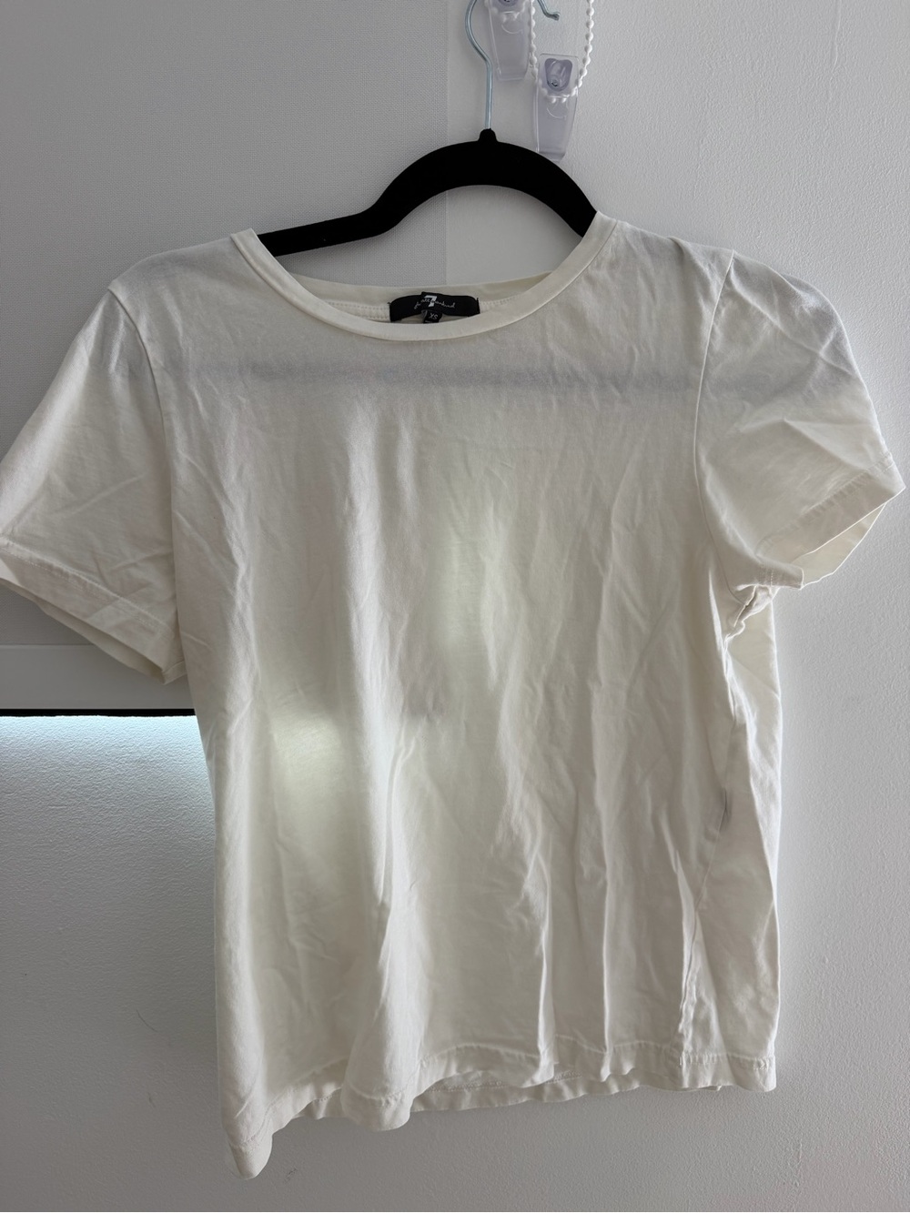 7 For All Mankind Cream Short Sleeve Tee